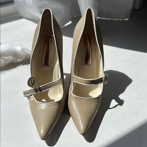 Rupert Sanderson Tan Heels with Strap